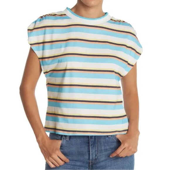 AFRM Tops - AFRM Turquoise Stripe Jorja Knit Top Size 2XL NWT